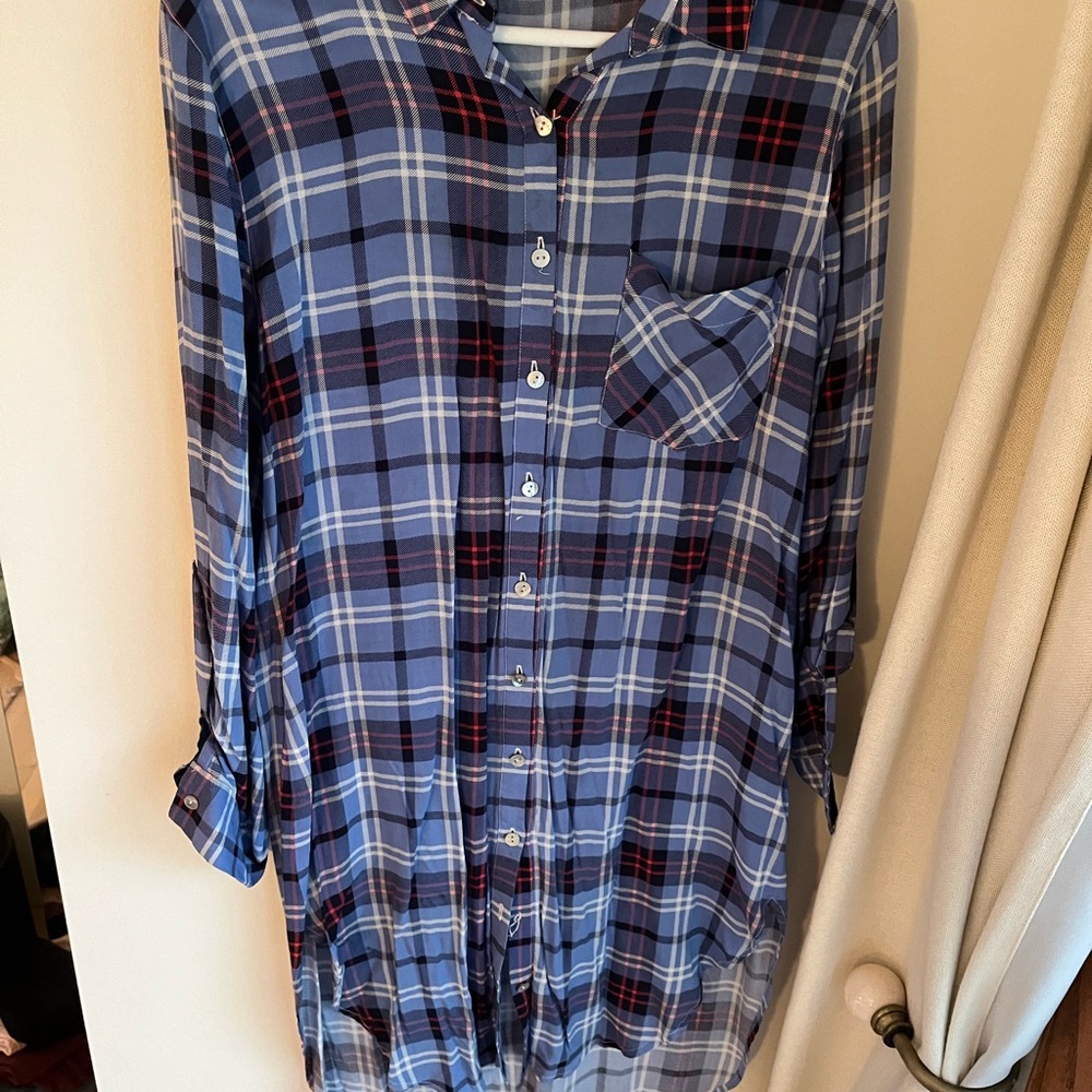 Long Plaid Dress by Love Tree Los Angelos. Front is just below knee,back is long